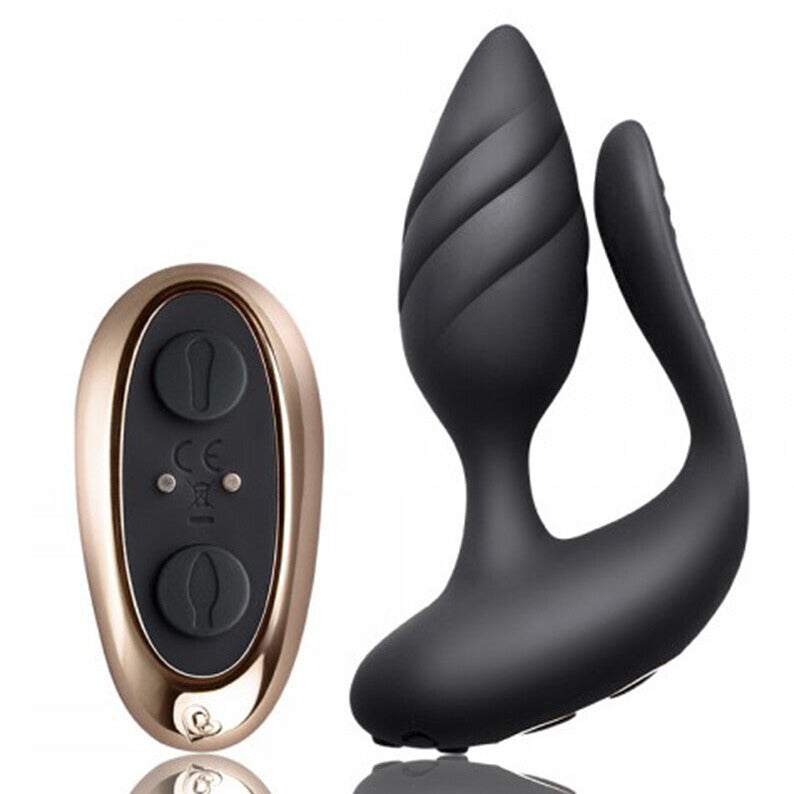 Rocks Off Cocktail Couples Remote Control Silicone Dual Anal Plug Pussy Vibrator