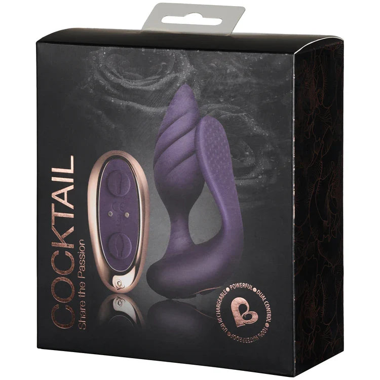 Rocks Off Cocktail Couples Remote Control Silicone Dual Anal Plug Pussy Vibrator