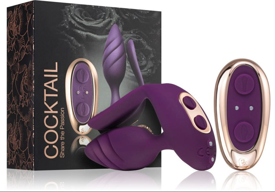 Rocks Off Cocktail Couples Remote Control Silicone Dual Anal Plug Pussy Vibrator