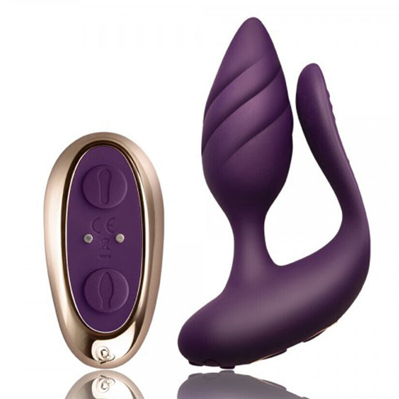 Rocks Off Cocktail Couples Remote Control Silicone Dual Anal Plug Pussy Vibrator