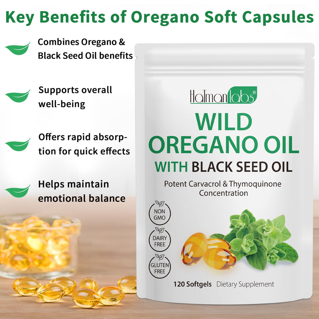 Oil of Oregano Softgels 120 Count – 165mg Carvacrol + Black Seed Oil 200mg