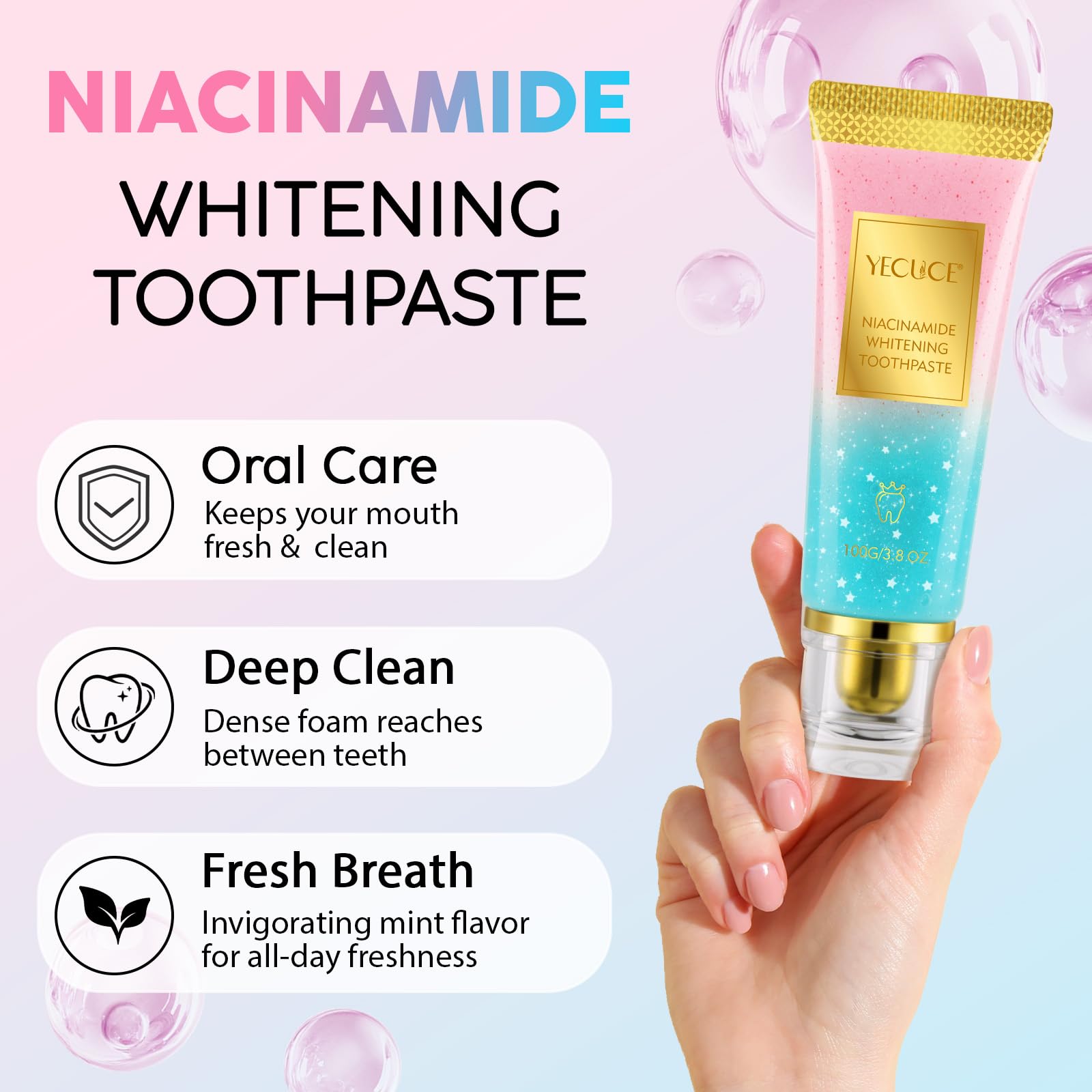 2Pack Niacinamide Whitening Toothpaste | Enamel Safe & Fresh Breath