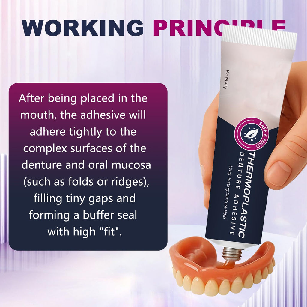 2PCS Thermoplastic Denture Adhesive – Ultra Max Hold for Fixed Dentures – Long-Lasting Maintenance