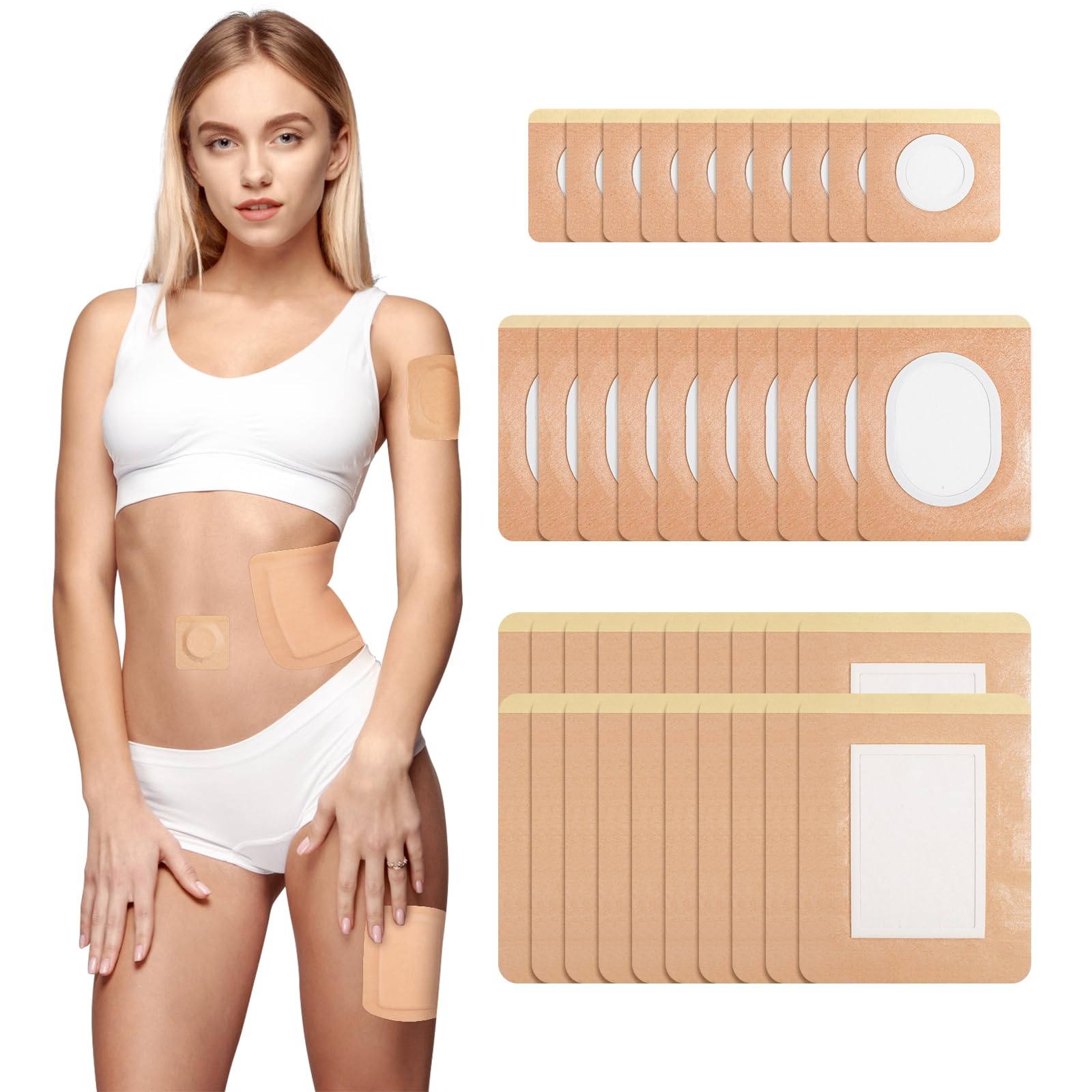 40Pcs Adhesive Castor Oil Patches, Organic Cotton Castor Oil Pack Wrap for Waist Knees Neck Belly Arms