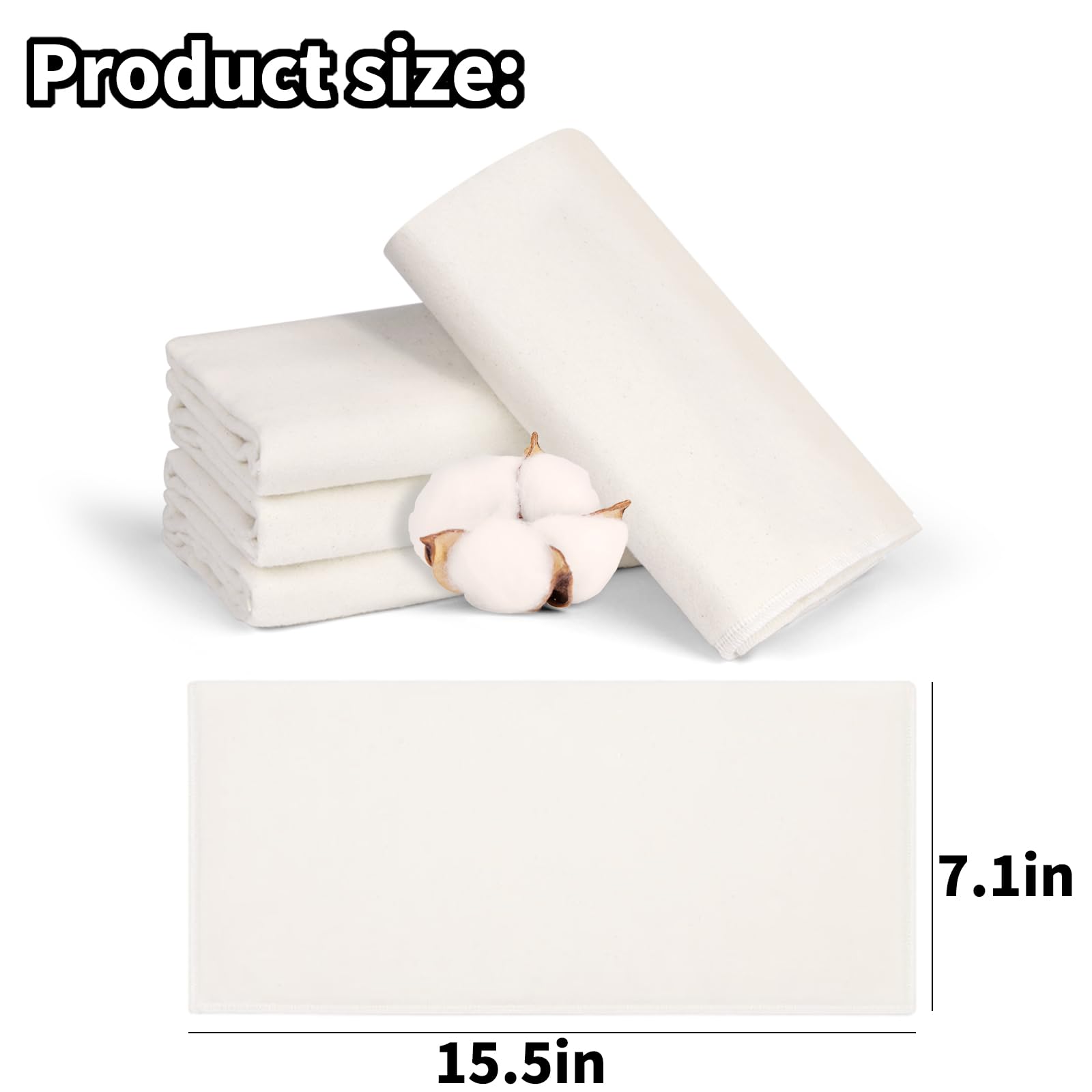 4Pcs Cotton Flannel Castor Oil Pack - Unbleached Organic, Reusable