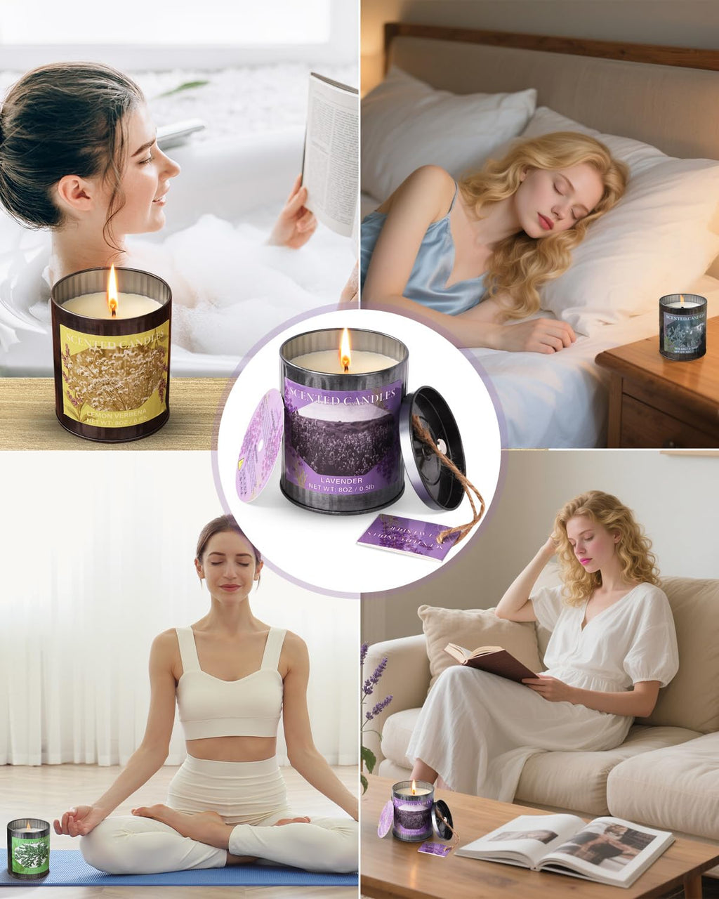 8oz Lavender Soy Candle – 50H, Gift Box | Home Scented Candles