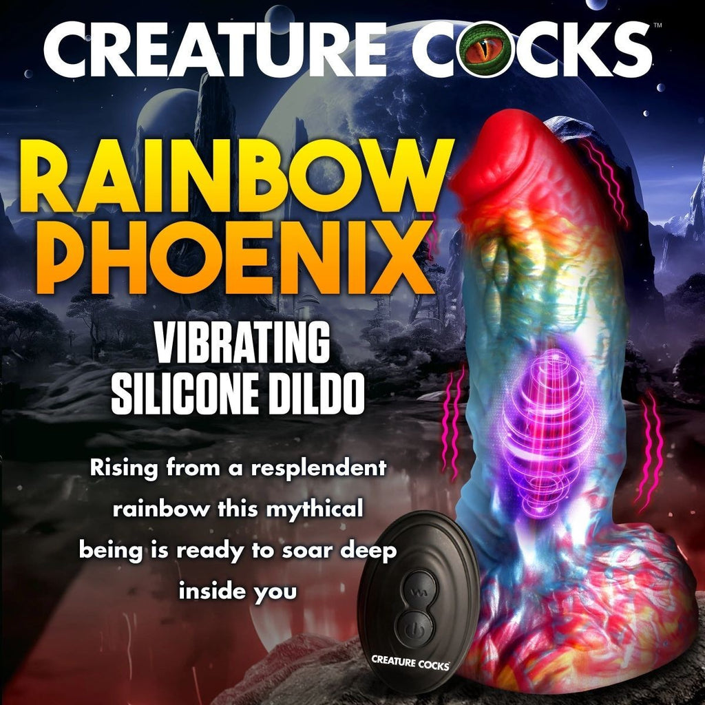 Creature Cocks Rainbow Phoenix Silicone Monster 6.8 Inch Vibrating Fantasy Dildo