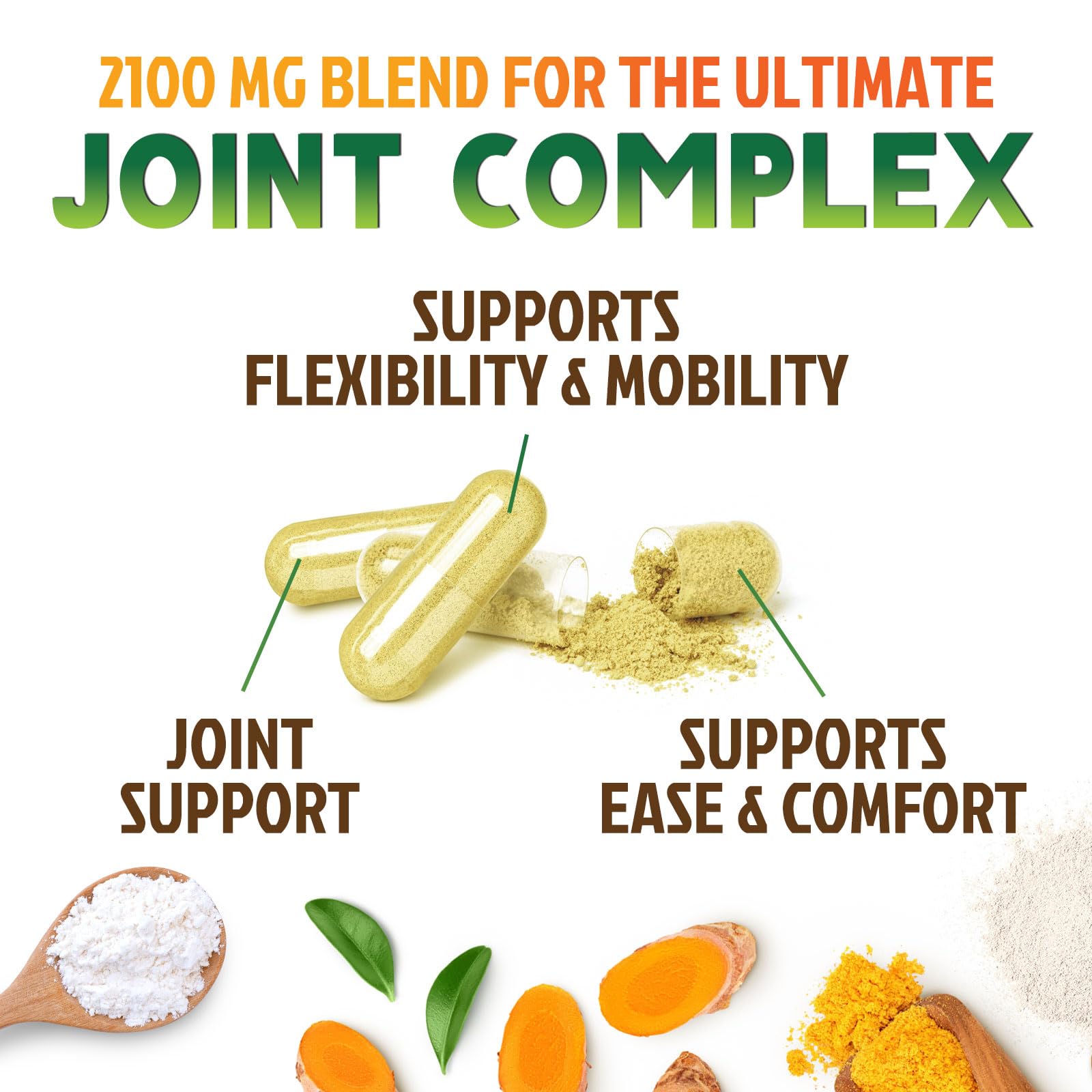 Glucosamine Chondroitin MSM 2100mg – 3x Strength Joint Support with Turmeric & Boswellia