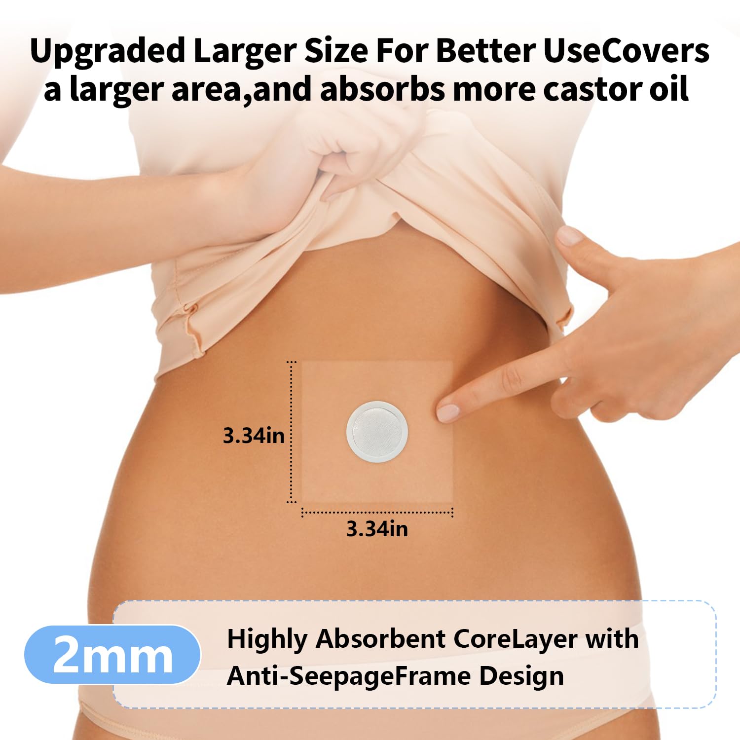 60PCS Castor Oil Patches – Transparent PU Belly Button Patch, Leak-Proof, Self-Adhesive