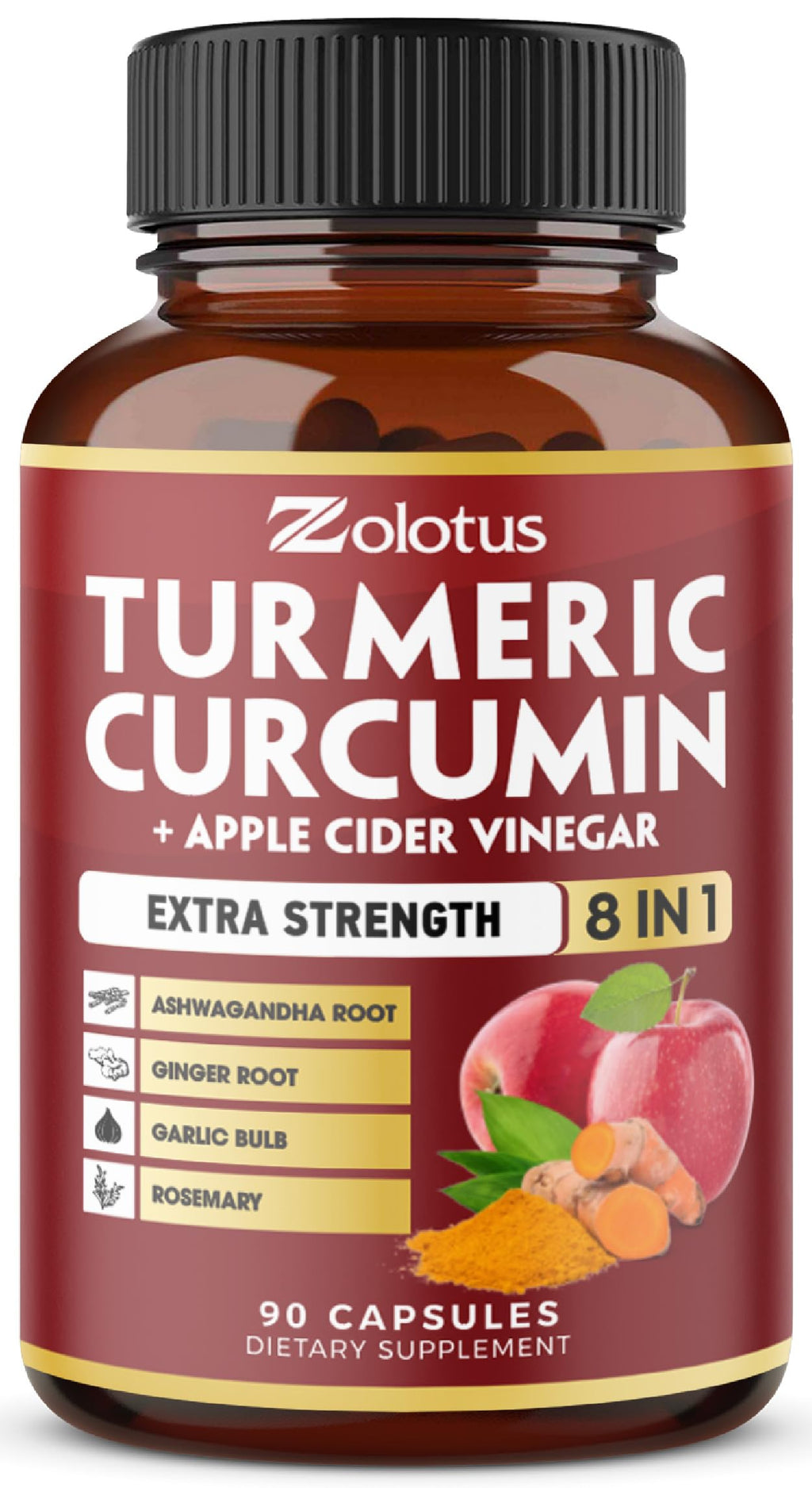 7 in 1 Turmeric Curcumin + Apple Cider Vinegar Capsules – 3 Month Supply
