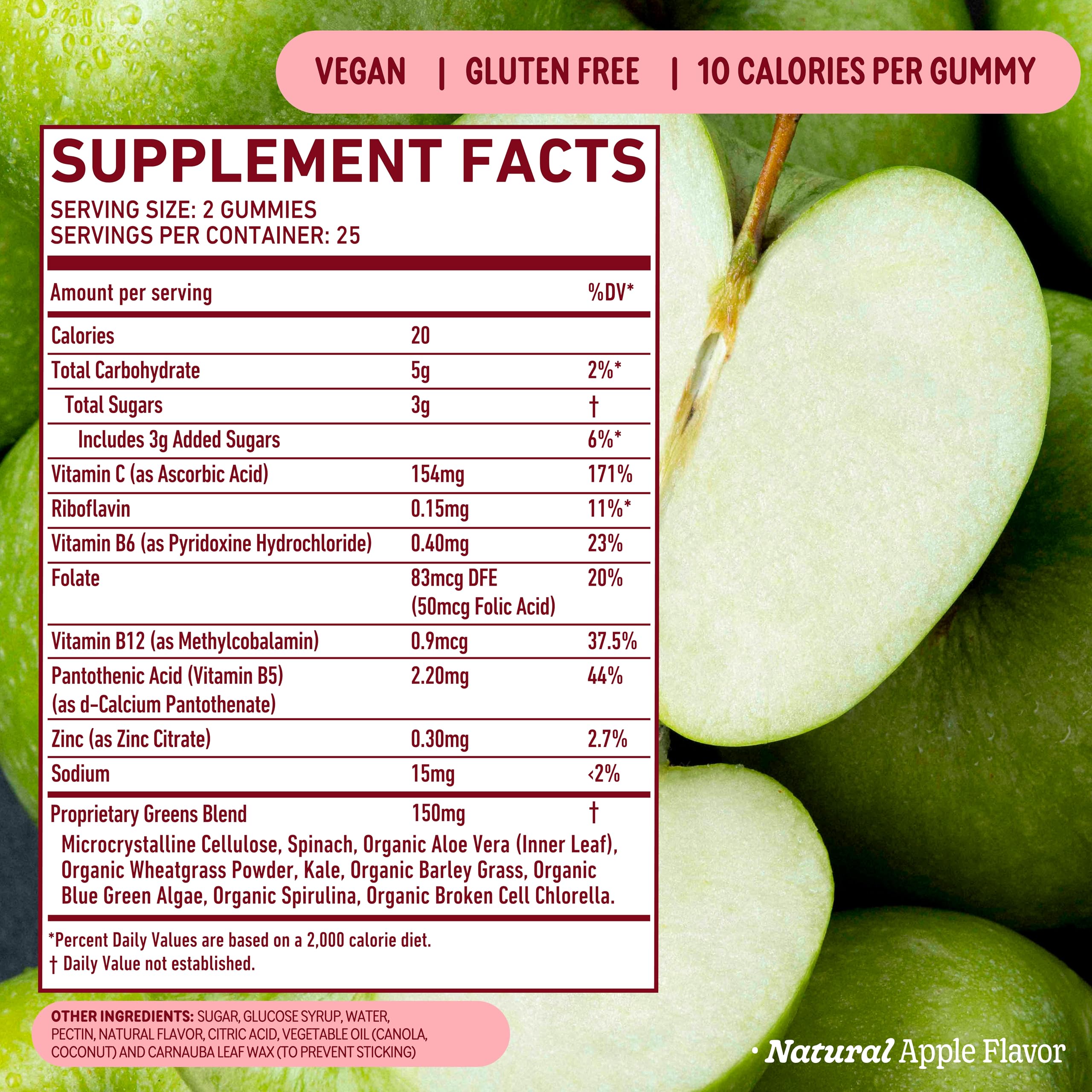 8Greens Daily Greens Gummies – Superfood Booster, Energy & Immunity (Apple)