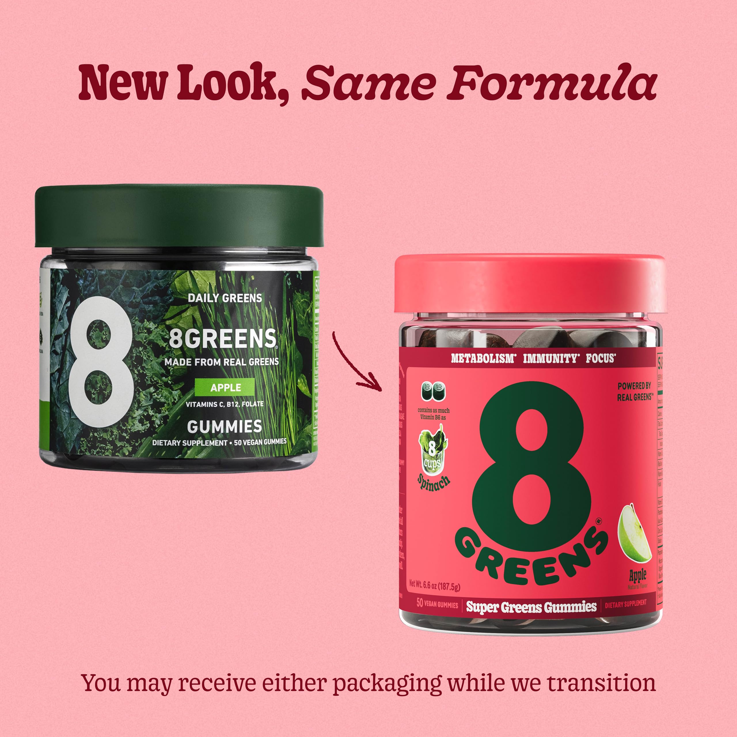 8Greens Daily Greens Gummies – Superfood Booster, Energy & Immunity (Apple)
