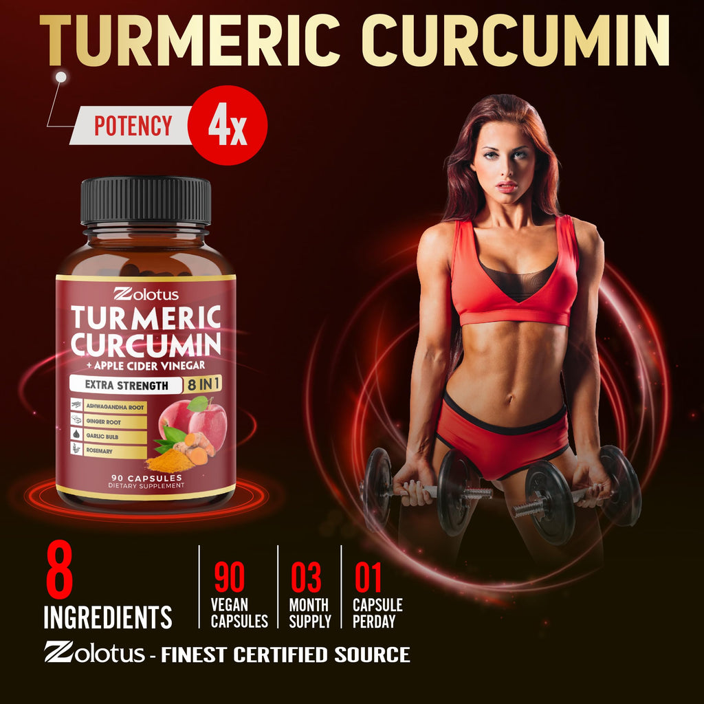 7 in 1 Turmeric Curcumin + Apple Cider Vinegar Capsules – 3 Month Supply