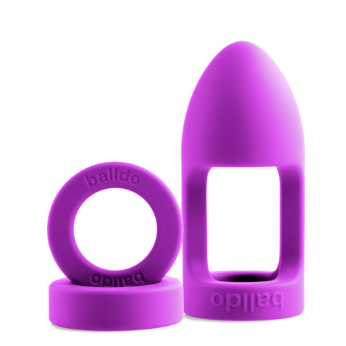 Balldo The Worlds First Ball Dildo Purple Silicone Testicle Sleeve Ring Extender