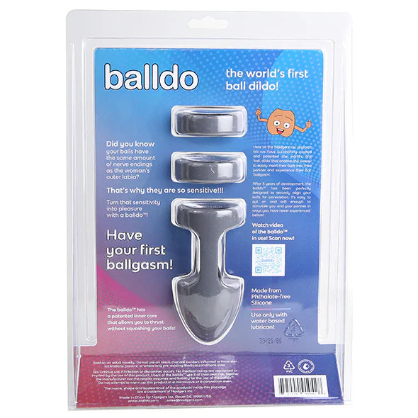 Balldo The Worlds First Ball Dildo Grey Silicone Testicle Sleeve Ring Extender