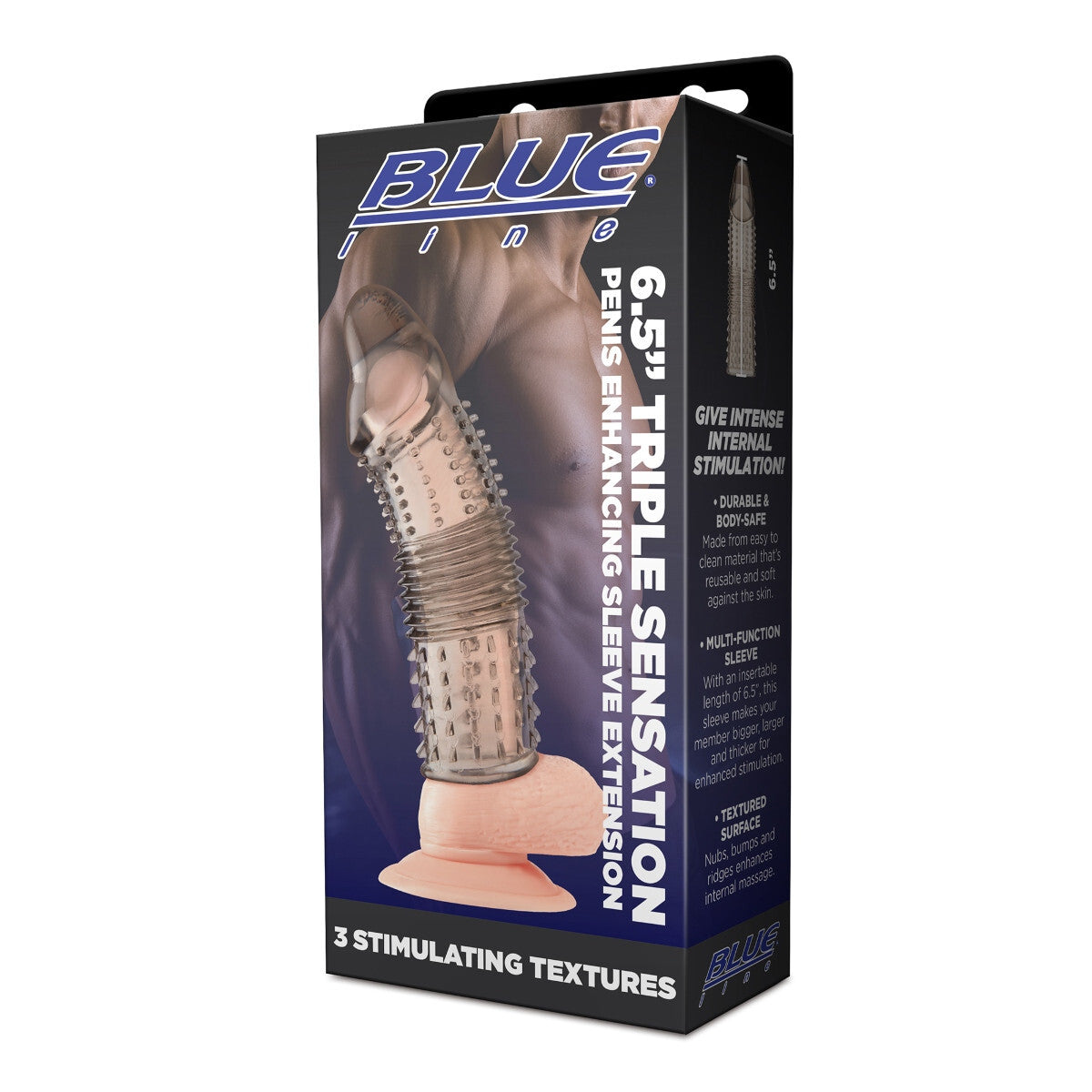 Blue Line 6.5inch Triple Sensation Penis Enhancing Textured Sexy Sleeve Extender