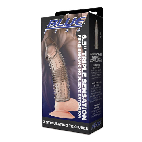 Blue Line 6.5inch Triple Sensation Penis Enhancing Textured Sexy Sleeve Extender