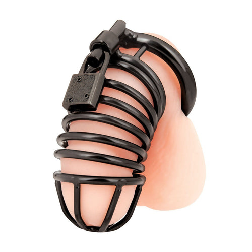 Blue Line Deluxe Cock Penis Chastity Cage Padlock Key Bondage BDSM Fetish Metal