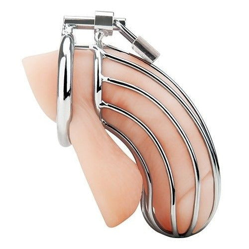 Blue Line Prisoner Cock Penis Chastity Cage Lock Key BDSM Fetish Metal Bondage