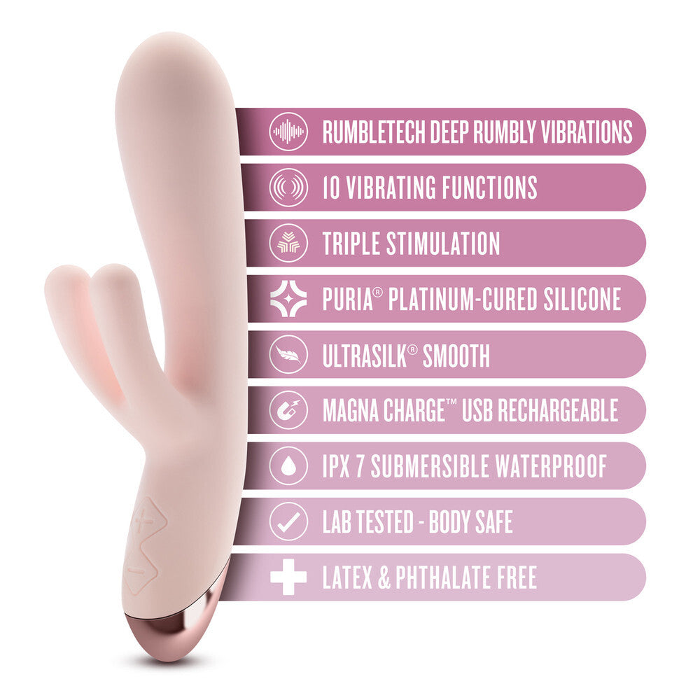Blush Elora Pink Triple Rabbit Clit G-Spot Vibrator Purple Waterproof Massager