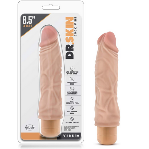 Blush Novelties Dr. Skin Cock Vibe 10 Realistic Vibrating Dildo 8.5 Inches