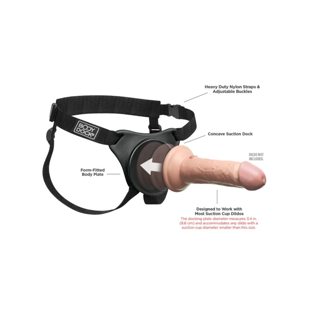 Body Dock Original Strap On Harness For Suction Cup Dildo Pegging Anal Black