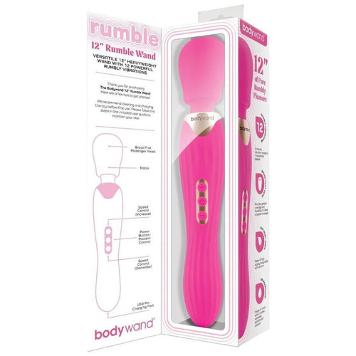 Bodywand 12 Inch Rumble Wand Rechargeable Silicone Vibrator Powerful Massager