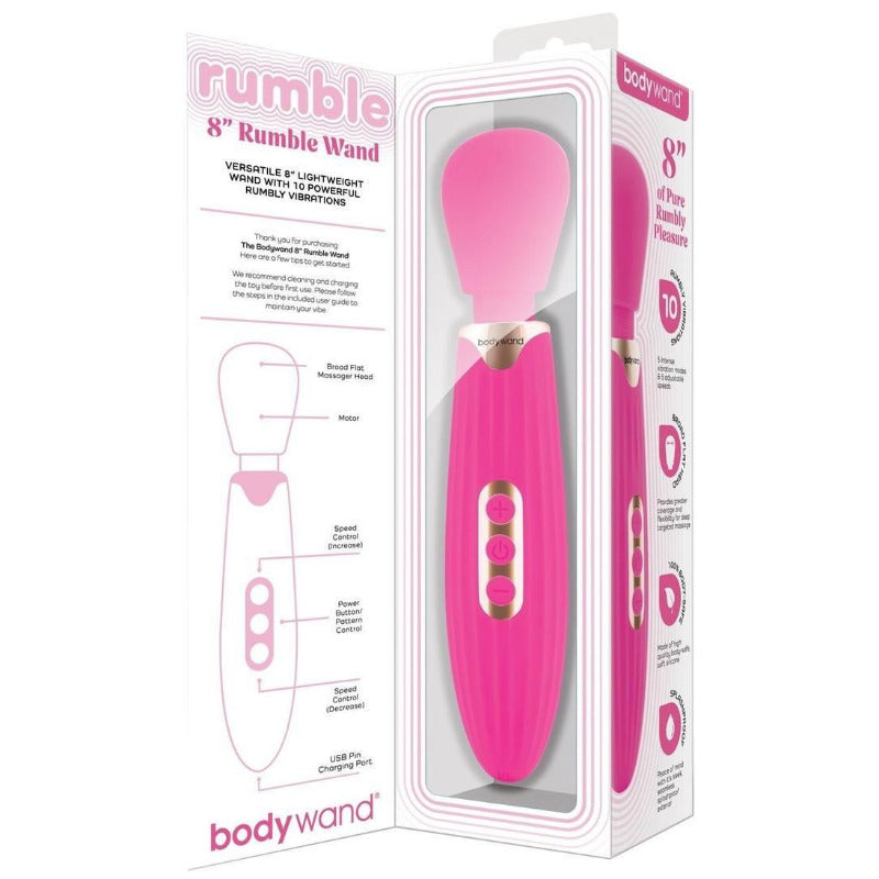 Bodywand 8 Inch Rumble Wand USB Rechargeable Silicone Vibrator Powerful Massager