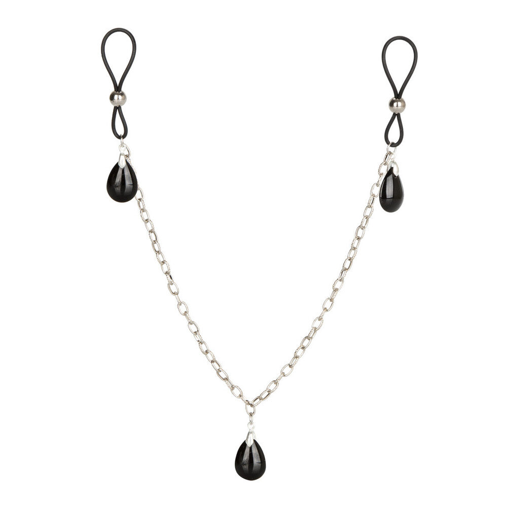 California Exotic Nipple Play Non-Piercing Lasso Chain Silicone Jewellery - Onyx