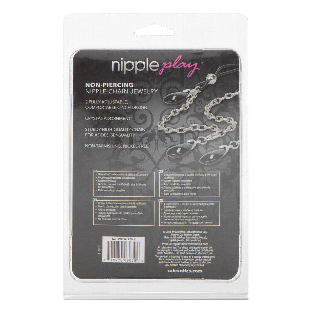 California Exotic Nipple Play Non-Piercing Lasso Chain Silicone Jewellery - Onyx