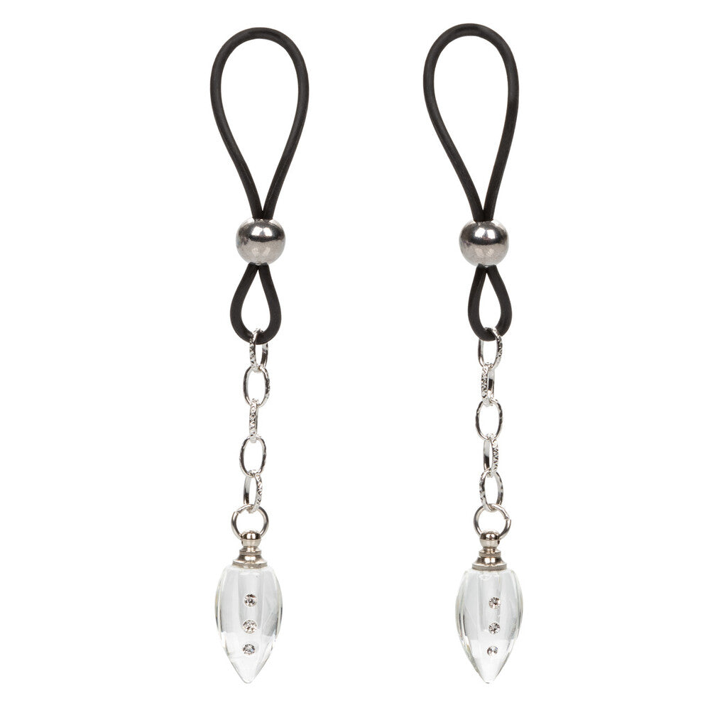California Exotic Silicone Nipple Play Non-Piercing Lasso Jewellery - Crystal Teardrop