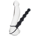 California Exotic Silicone Love Rider Beaded Dual Penetrator Strap-On 6 Inch Dildo Black
