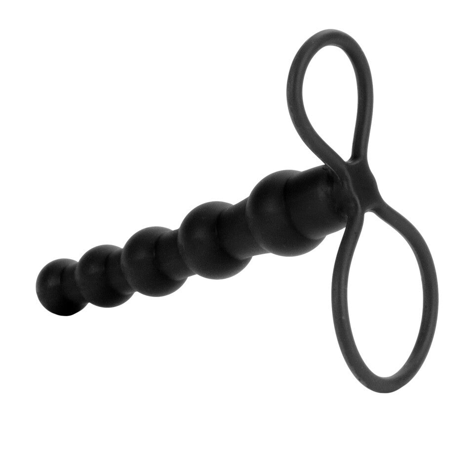 California Exotic Silicone Love Rider Beaded Dual Penetrator Strap-On 6 Inch Dildo Black