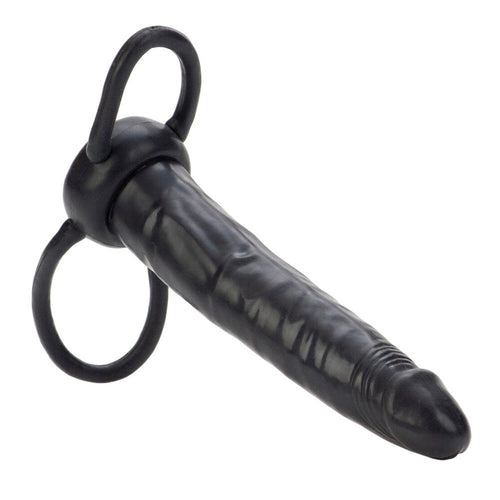 California Exotic The Accommodator Dual Penetrator Strap-On Latex 6 Inch Dildo Black