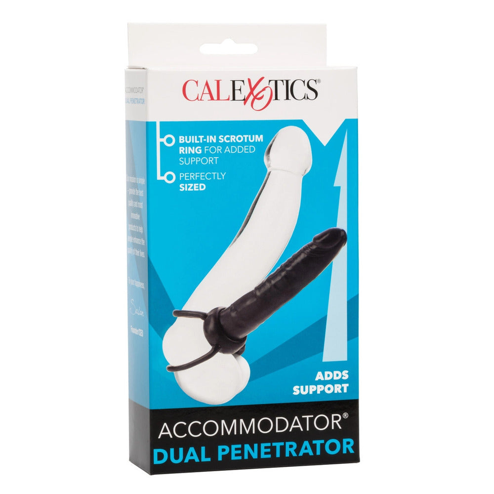 California Exotic The Accommodator Dual Penetrator Strap-On Latex 6 Inch Dildo Black
