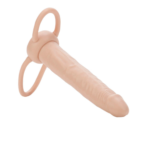 California Exotic The Accommodator Dual Penetrator Strap-On Latex 6 Inch Dildo Light