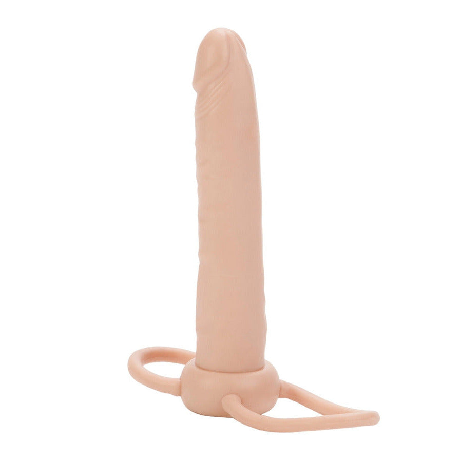 California Exotic The Accommodator Dual Penetrator Strap-On Latex 6 Inch Dildo Light