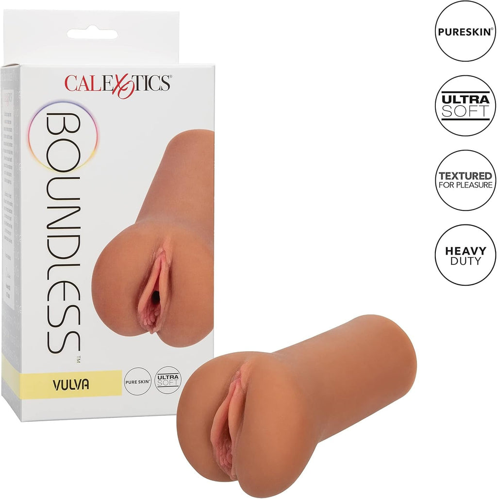 California Exotics Boundless Vulva Male Masturbator PureSkin Flesh Brown Stroker