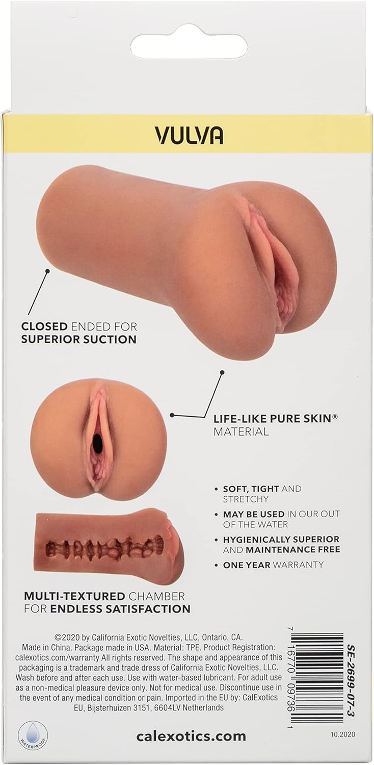 California Exotics Boundless Vulva Male Masturbator PureSkin Flesh Brown Stroker
