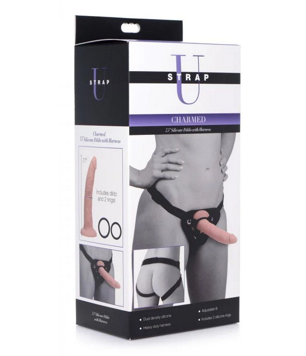 Charmed 7.5 Inch Silicone Strap-on Realistic Dildo & Harness Anal Pegging