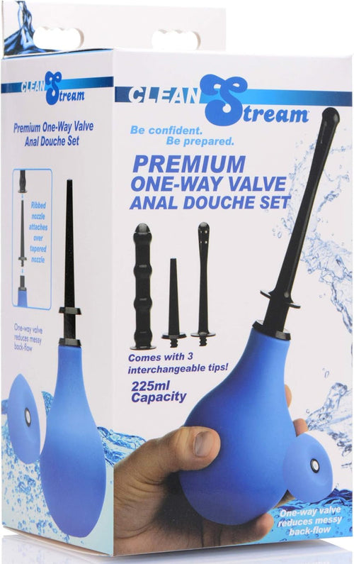 Clean Stream Premium One-Way Valve Anal Douche Enema Set 225ml Capacity