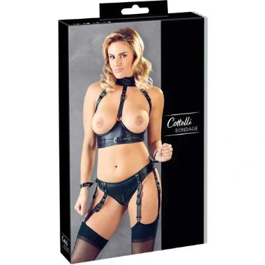 Cottelli Collection Bondage Halter Neck Underbust Open Bra & Briefs