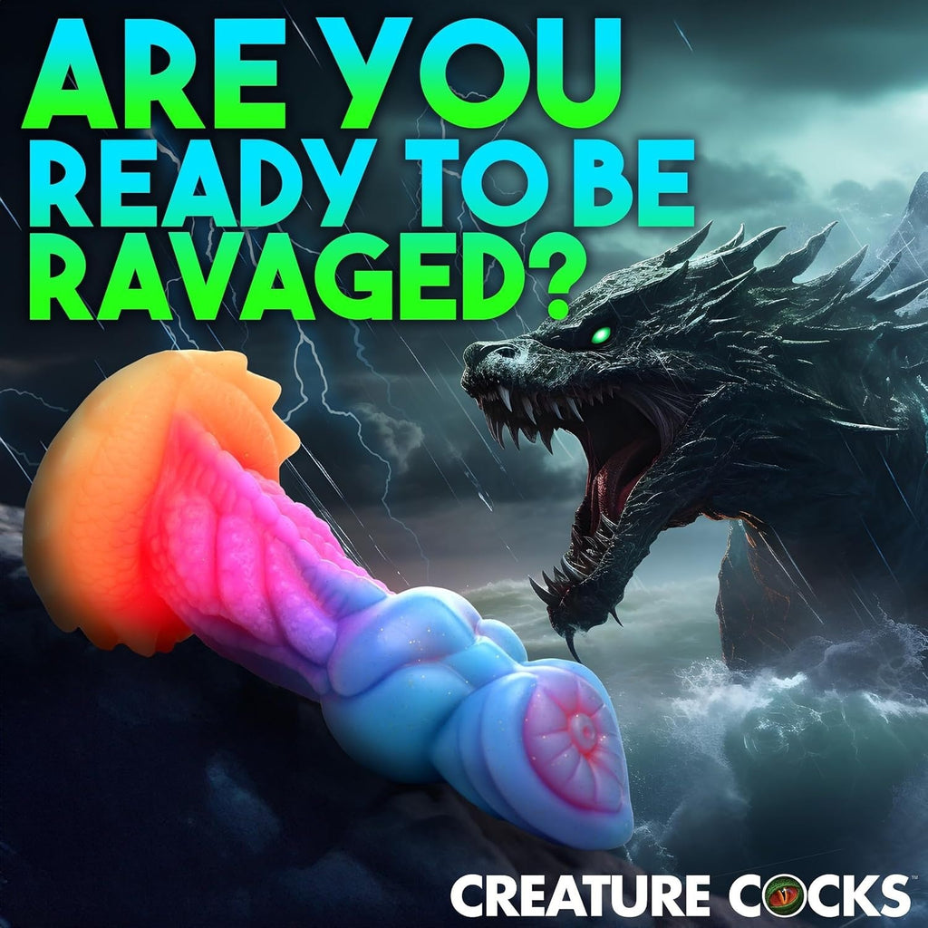 Creature Cocks Aqua Glow In The Dark Silicone Fetish Monster Fantasy Dildo Adult