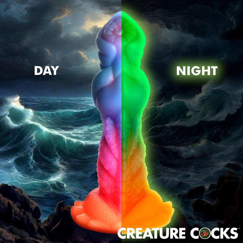 Creature Cocks Aqua Glow In The Dark Silicone Fetish Monster Fantasy Dildo Adult