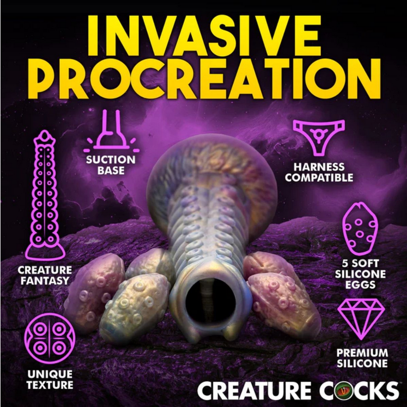 Creature Cocks Deep Invader Tentacle Ovipositor Silicone Dildo with Eggs Fetish