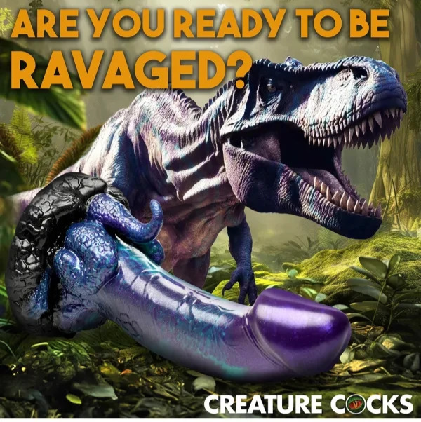 Creature Cocks Dino Dick Dinosaur Silicone Suction Cup Dildo 7.3 Inch Fetish Kinky