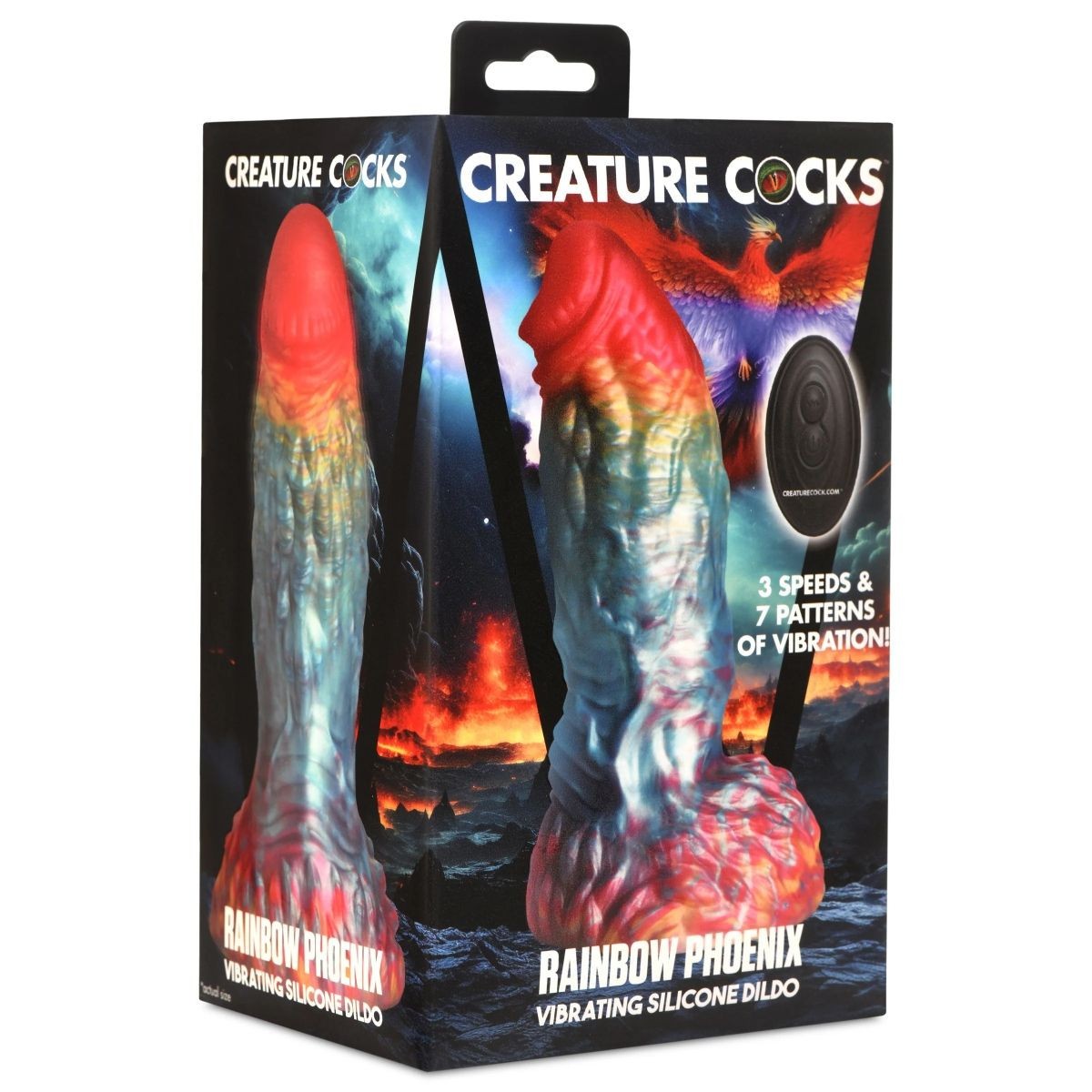 Creature Cocks Rainbow Phoenix Silicone Monster 6.8 Inch Vibrating Fantasy Dildo
