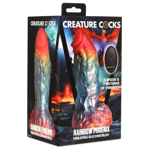 Creature Cocks Rainbow Phoenix Silicone Monster 6.8 Inch Vibrating Fantasy Dildo