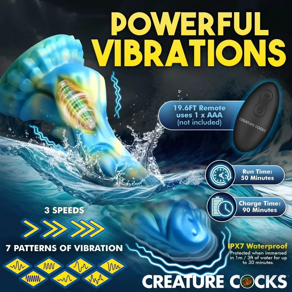 Creature Cocks Sea Stallion Silicone Monster 8.3 Inch Vibrating Fantasy Dildo