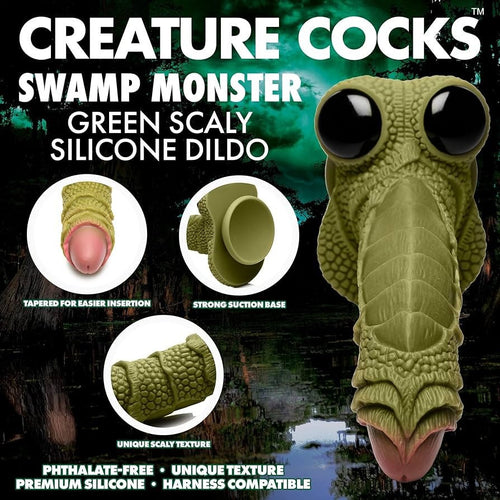 Creature Cocks Swamp Monster Green Scaly Silicone Fetish Fantasy Dildo